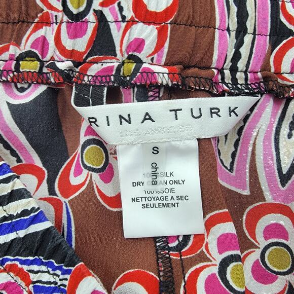 Trina Turk Berta Silk Floral Pants Cover Up Red Drawstring Size S - Picture 6 of 6